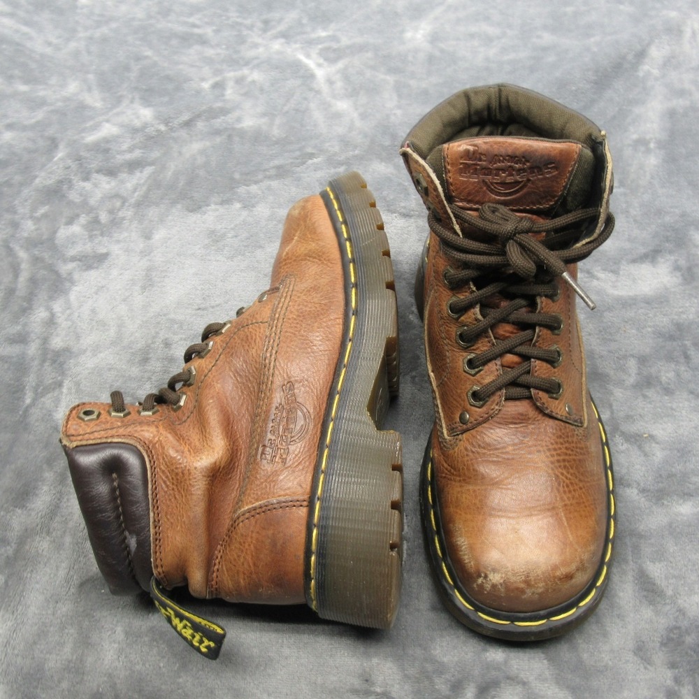 Dr Martens Mens Boots 6 Brown Leather Lace Up Work 8A24 ENGLAND Made VTG RARE